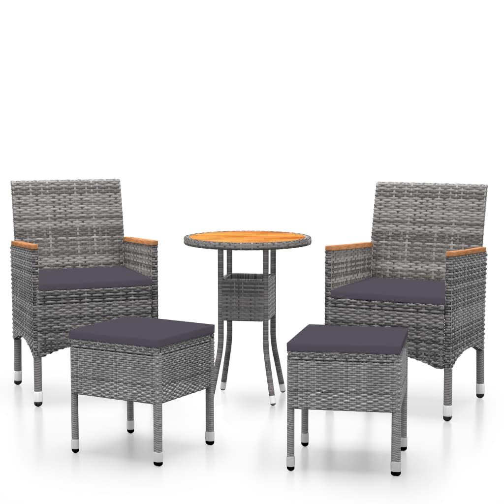 vidaXL Set Divani da Giardino 5 pz in Polyrattan Grigio