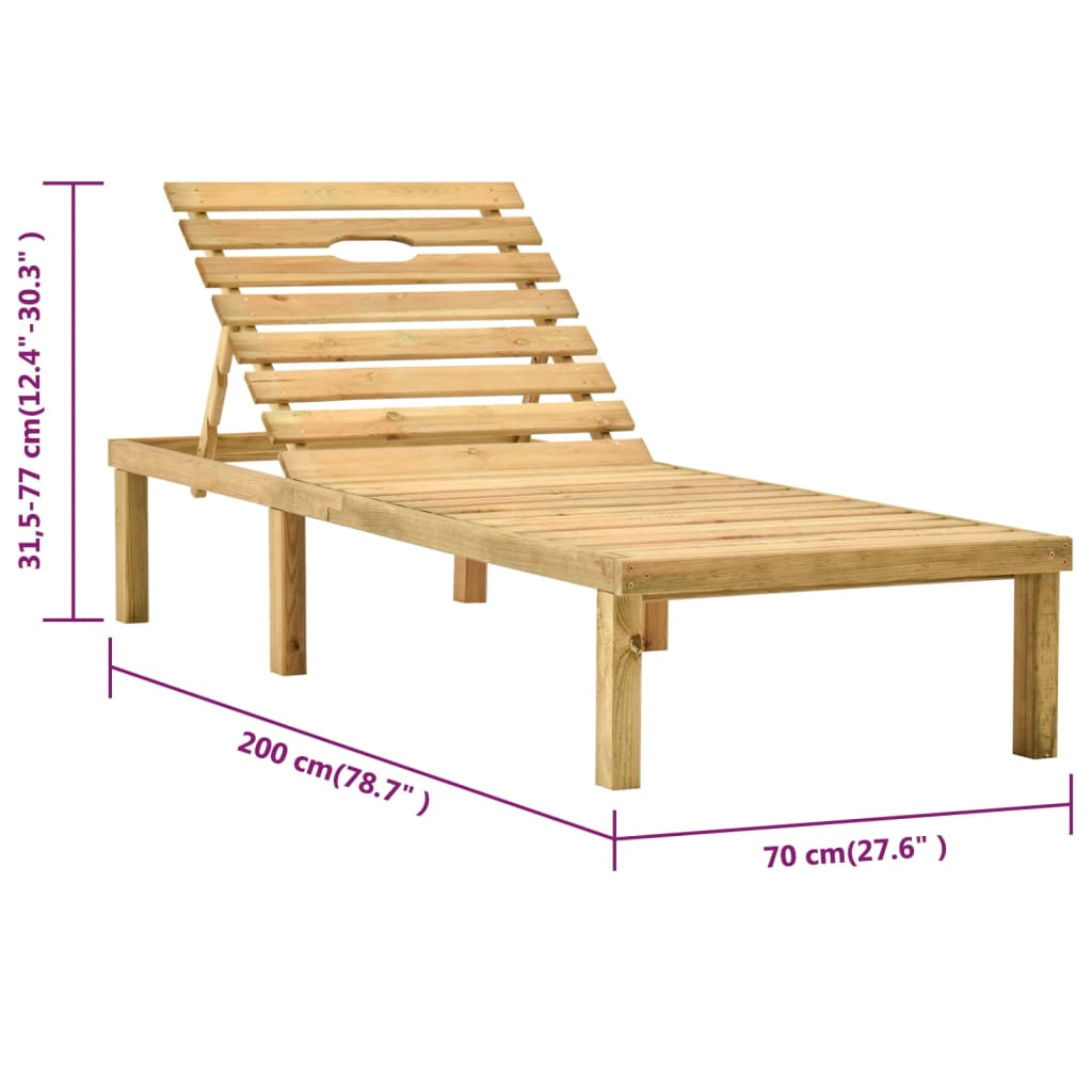 vidaXL Lettino Prendisole con Tavolino in Legno di Pino Impregnato