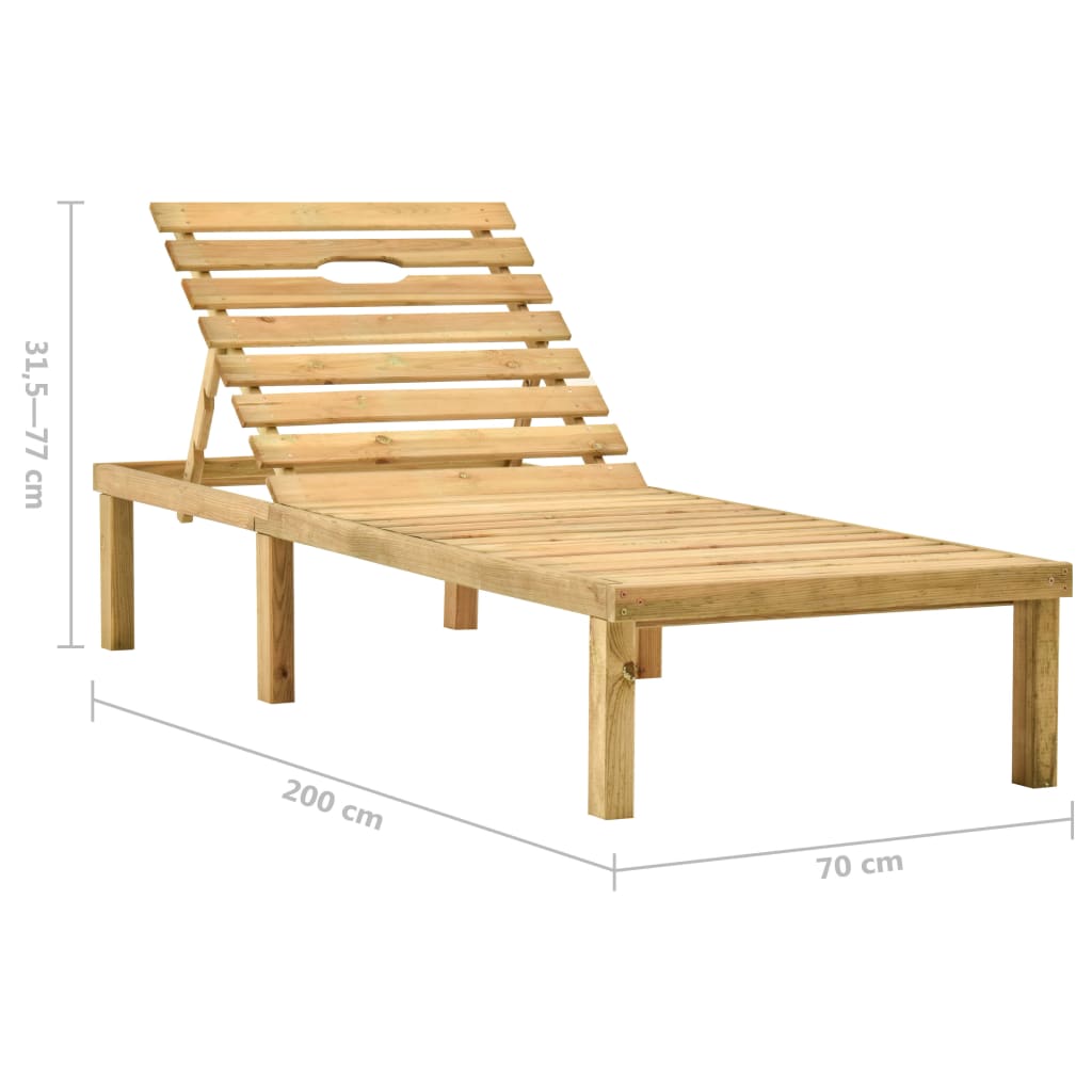 vidaXL Lettino Prendisole con Tavolino in Legno di Pino Impregnato