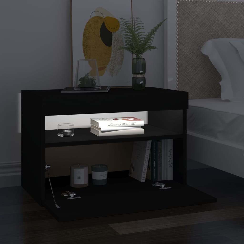 vidaXL Mobile Porta TV con Luci LED Nero 60x35x40 cm