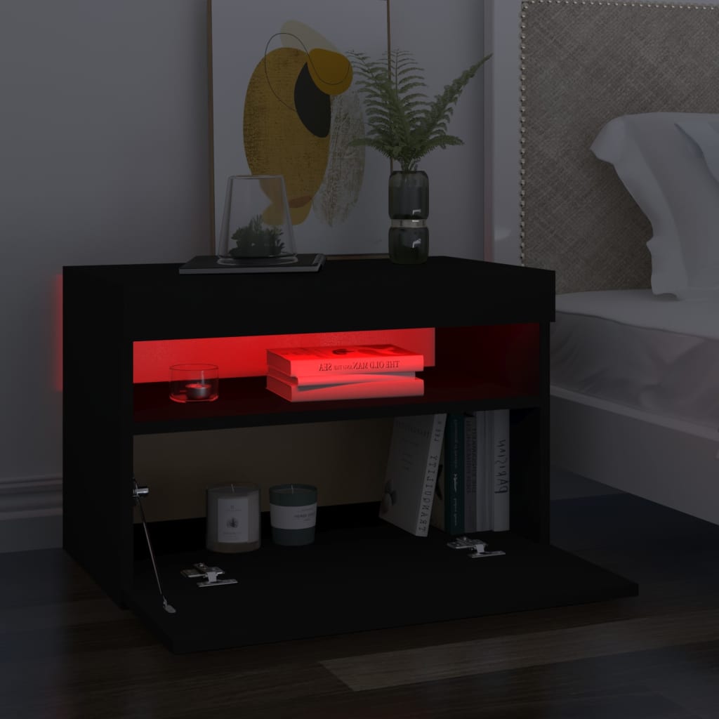 vidaXL Mobile Porta TV con Luci LED Nero 60x35x40 cm
