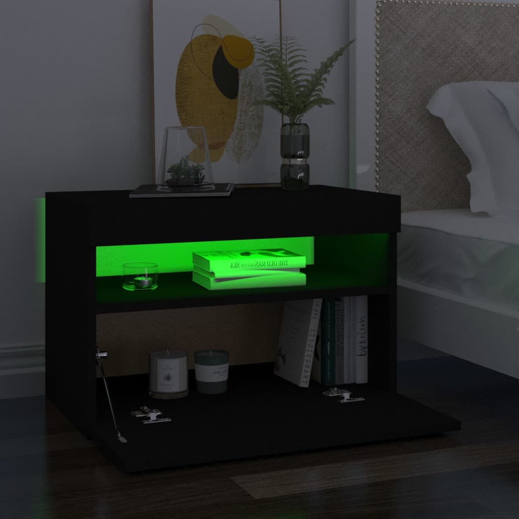 vidaXL Mobile Porta TV con Luci LED Nero 60x35x40 cm