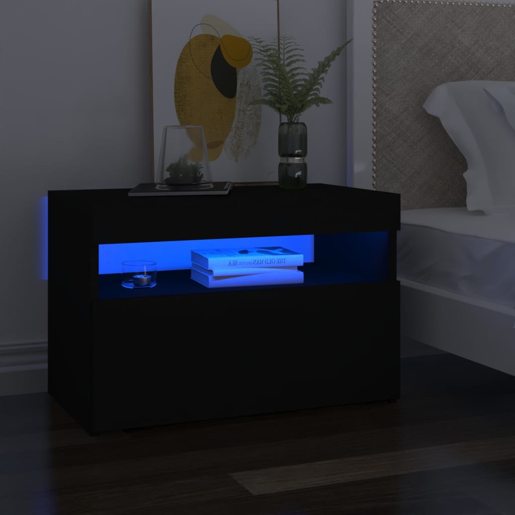 vidaXL Mobile Porta TV con Luci LED Nero 60x35x40 cm