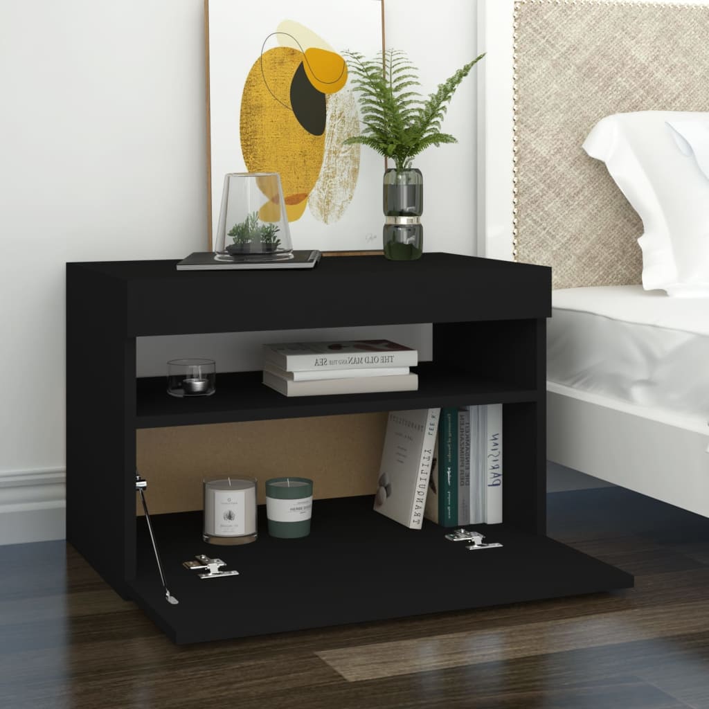 vidaXL Mobile Porta TV con Luci LED Nero 60x35x40 cm