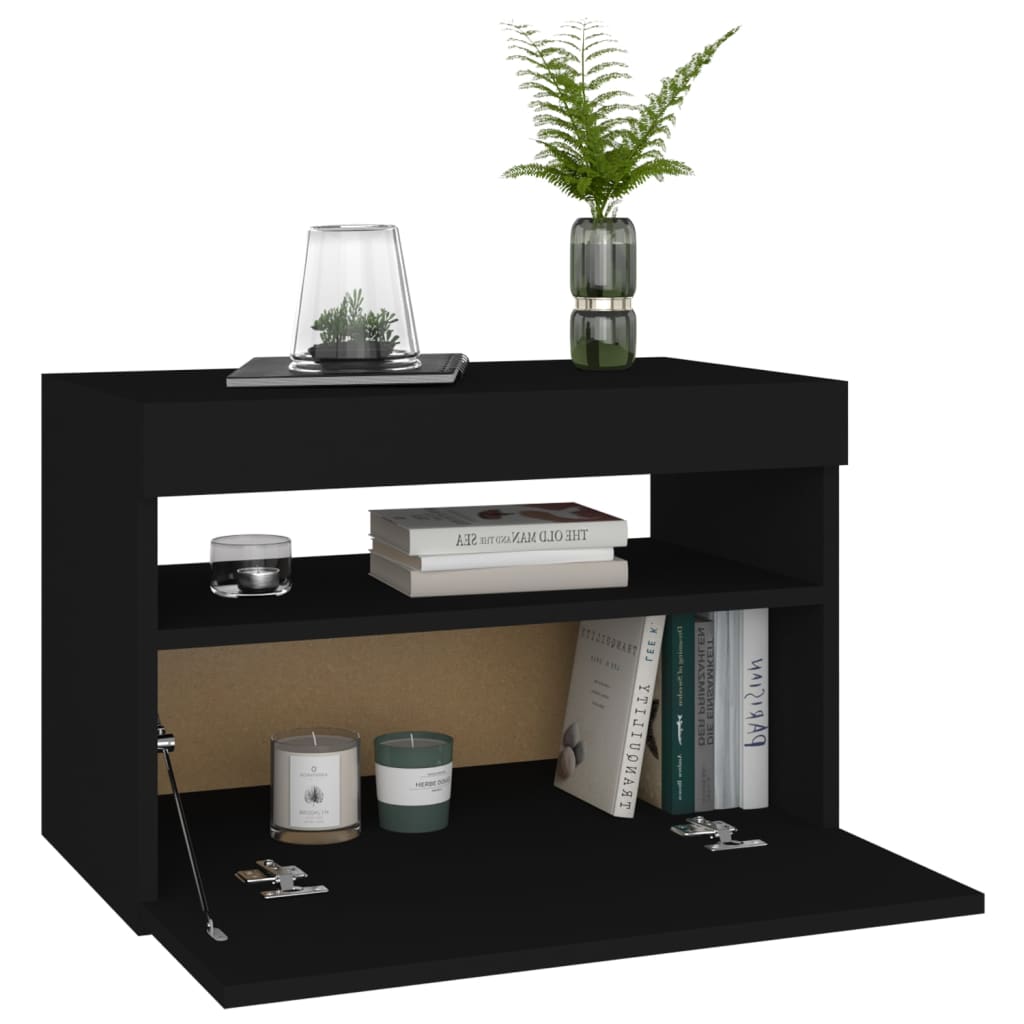 vidaXL Mobile Porta TV con Luci LED Nero 60x35x40 cm