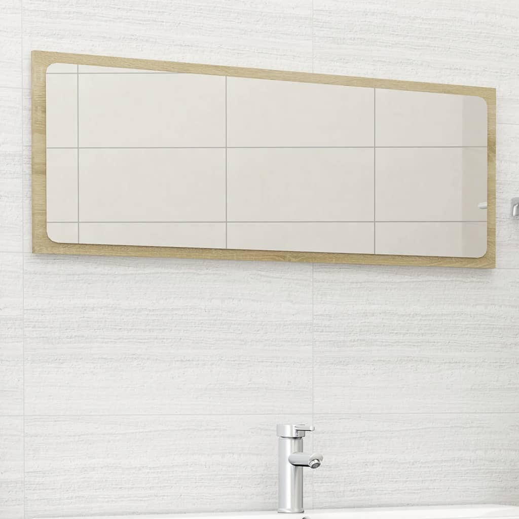 vidaXL Specchio da Bagno Rovere Sonoma 100x1,5x37 cm Legno Multistrato