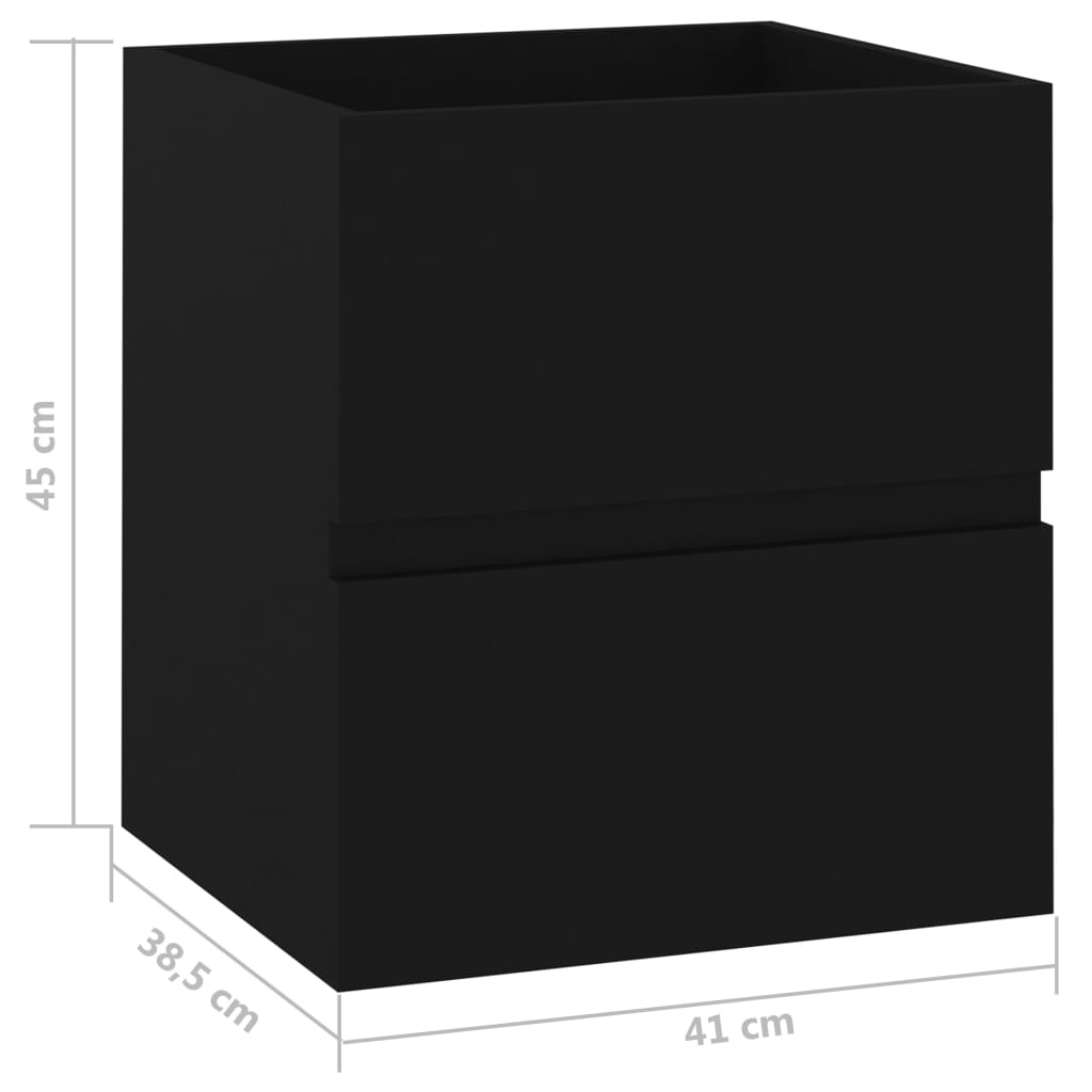 vidaXL Mobile Lavabo Nero 41x38,5x45 cm in Legno Multistrato