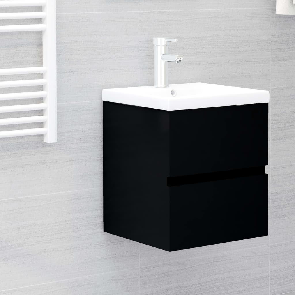 vidaXL Mobile Lavabo Nero 41x38,5x45 cm in Legno Multistrato