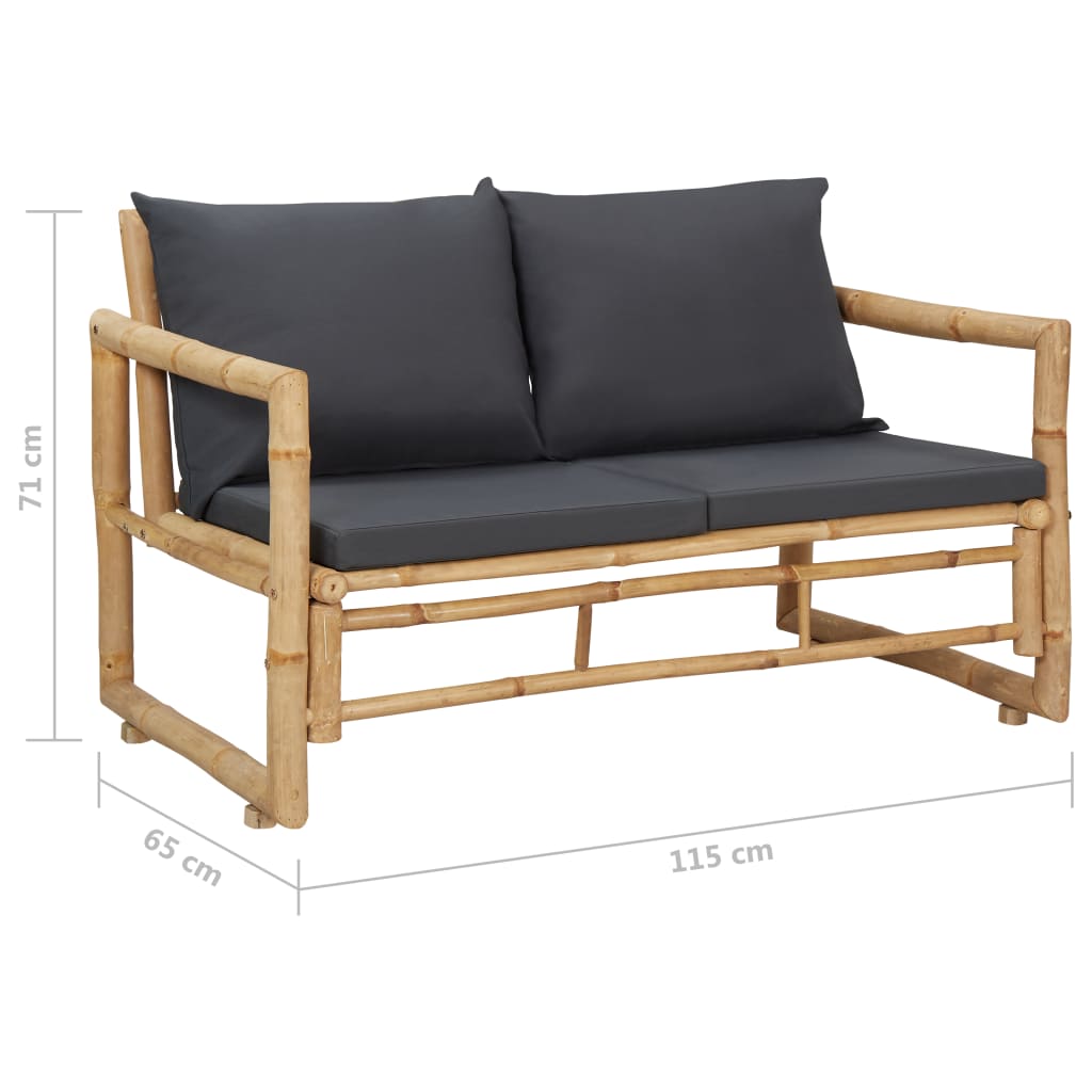 vidaXL Panca da Giardino con Cuscini 115 cm in Bambù