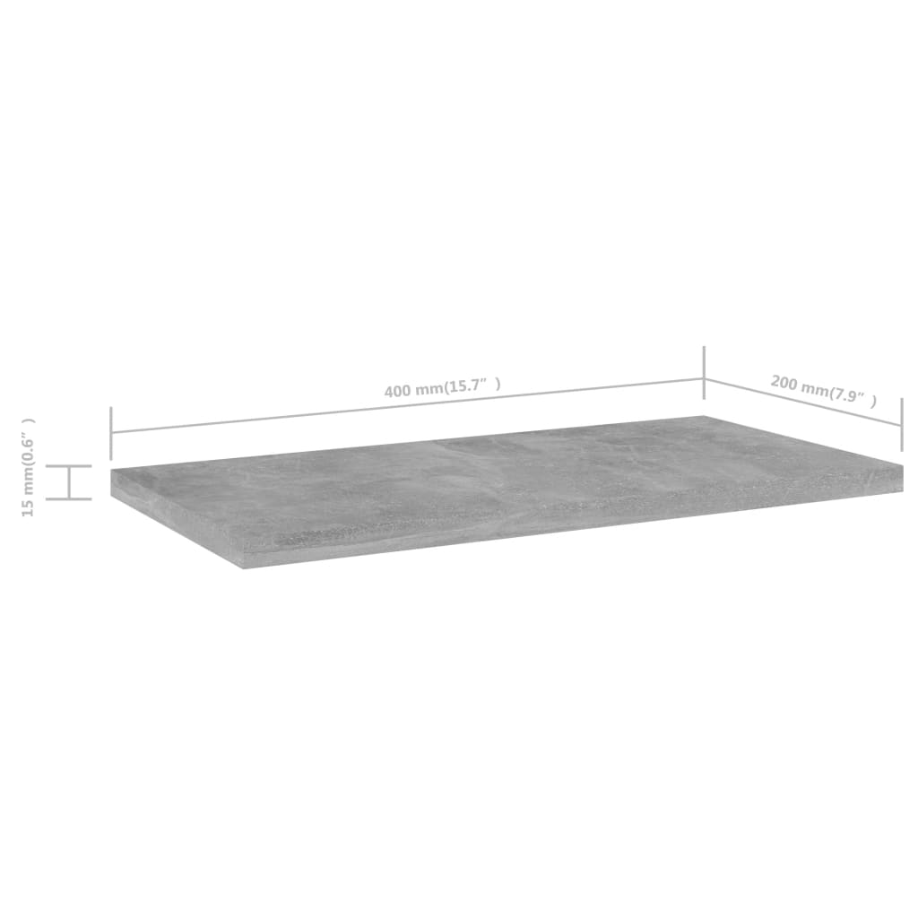 vidaXL Ripiani per Libreria 4pz Grigio Cemento 40x20x1,5cm Multistrato