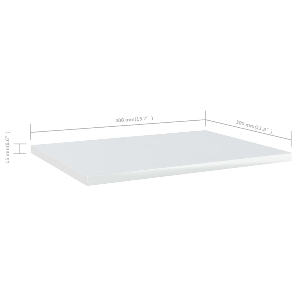 vidaXL Ripiani per Libreria 8pz Bianco Lucido 40x30x1,5cm Multistrato