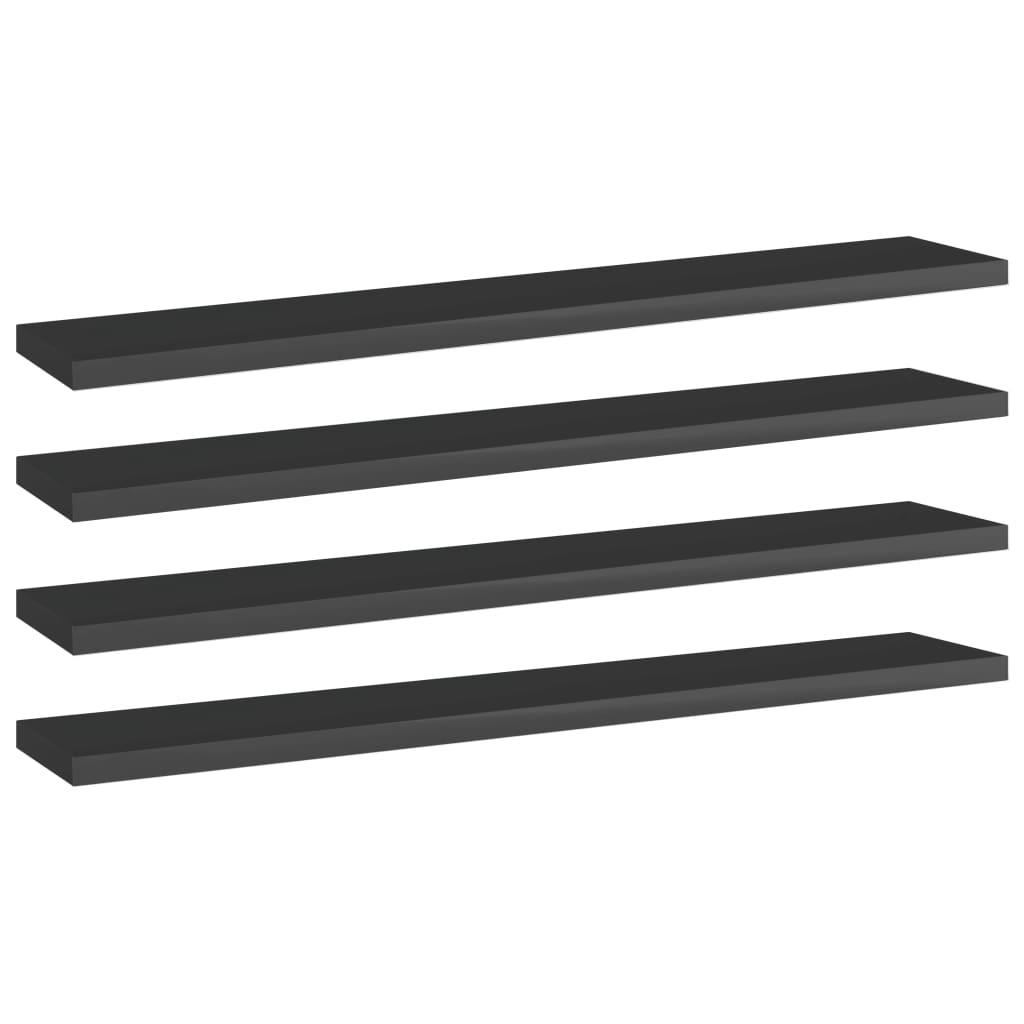 vidaXL Ripiani per Libreria 4pz Nero Lucido 60x10x1,5cm Multistrato