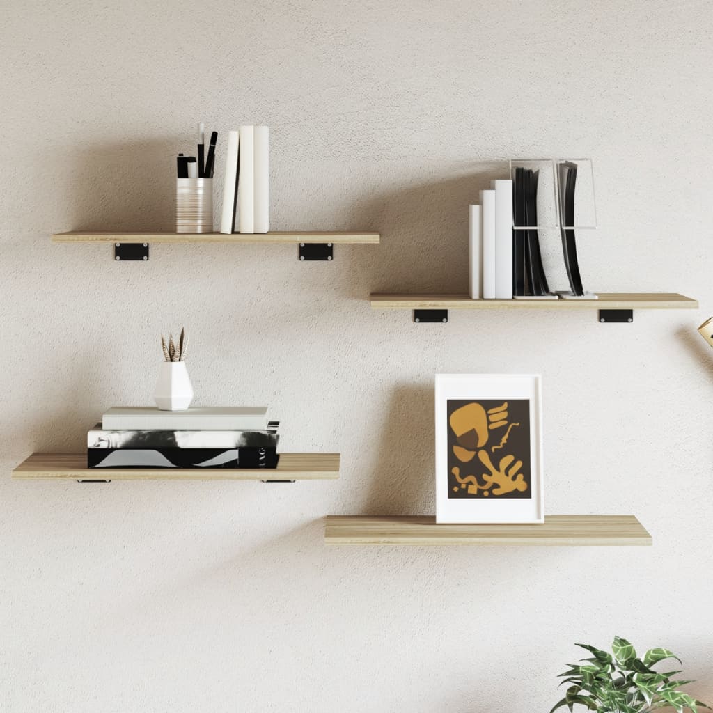 vidaXL Ripiani per Libreria 4pz Rovere Sonoma 60x30x1,5cm Multistrato