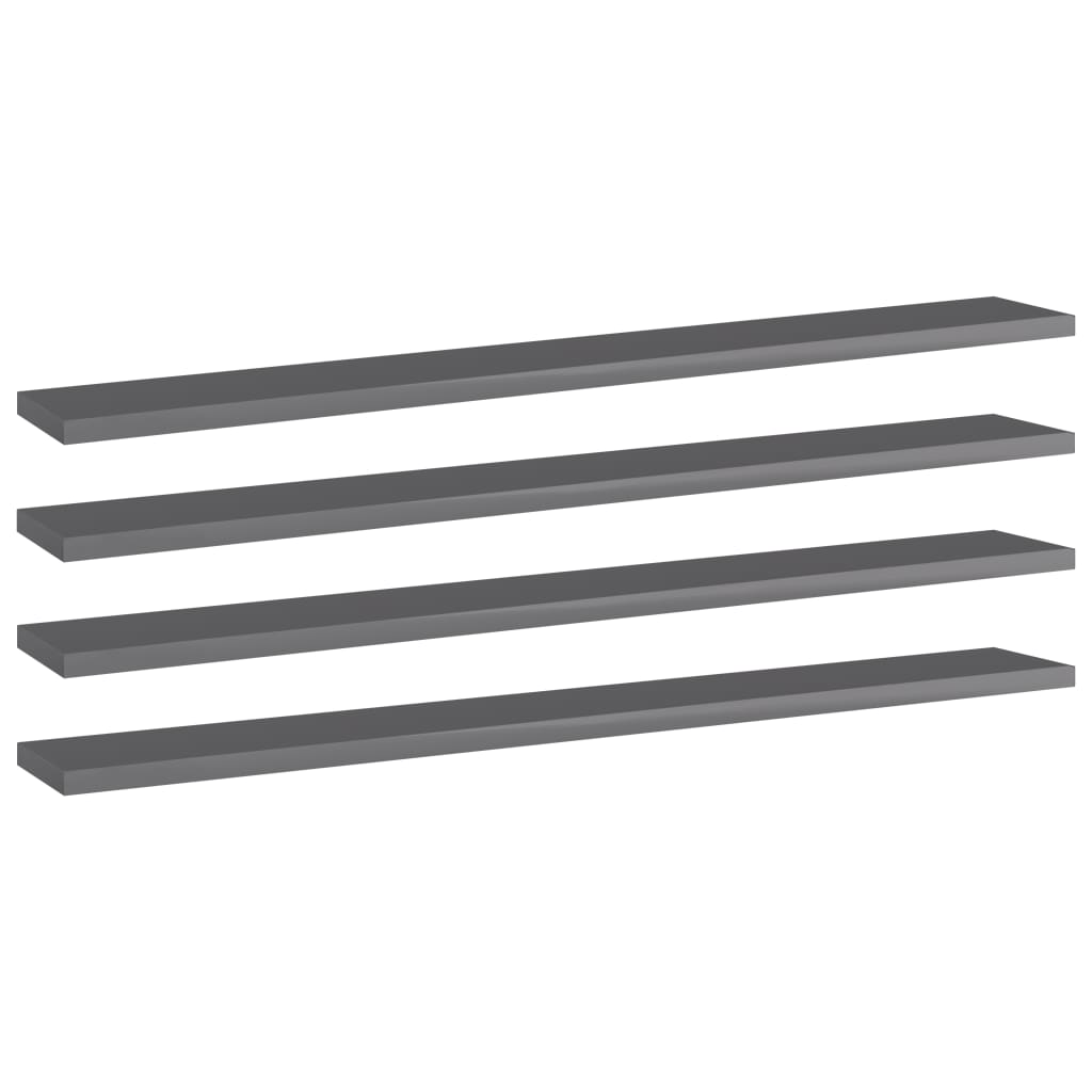 vidaXL Ripiani per Libreria 4pz Grigio Lucido 80x10x1,5cm Multistrato