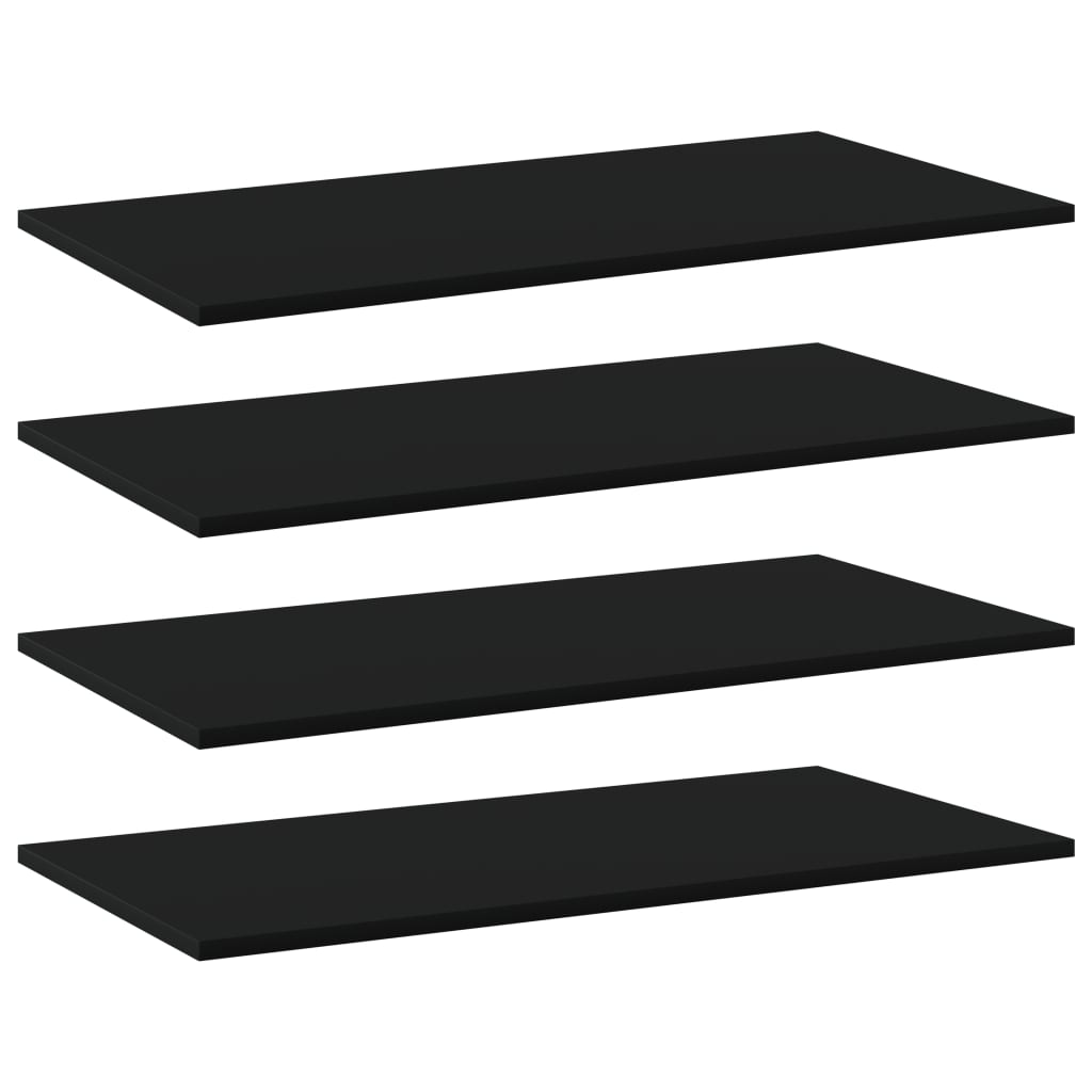 vidaXL Ripiani per Libreria 4pz Neri 80x40x1,5cm in Legno Multistrato