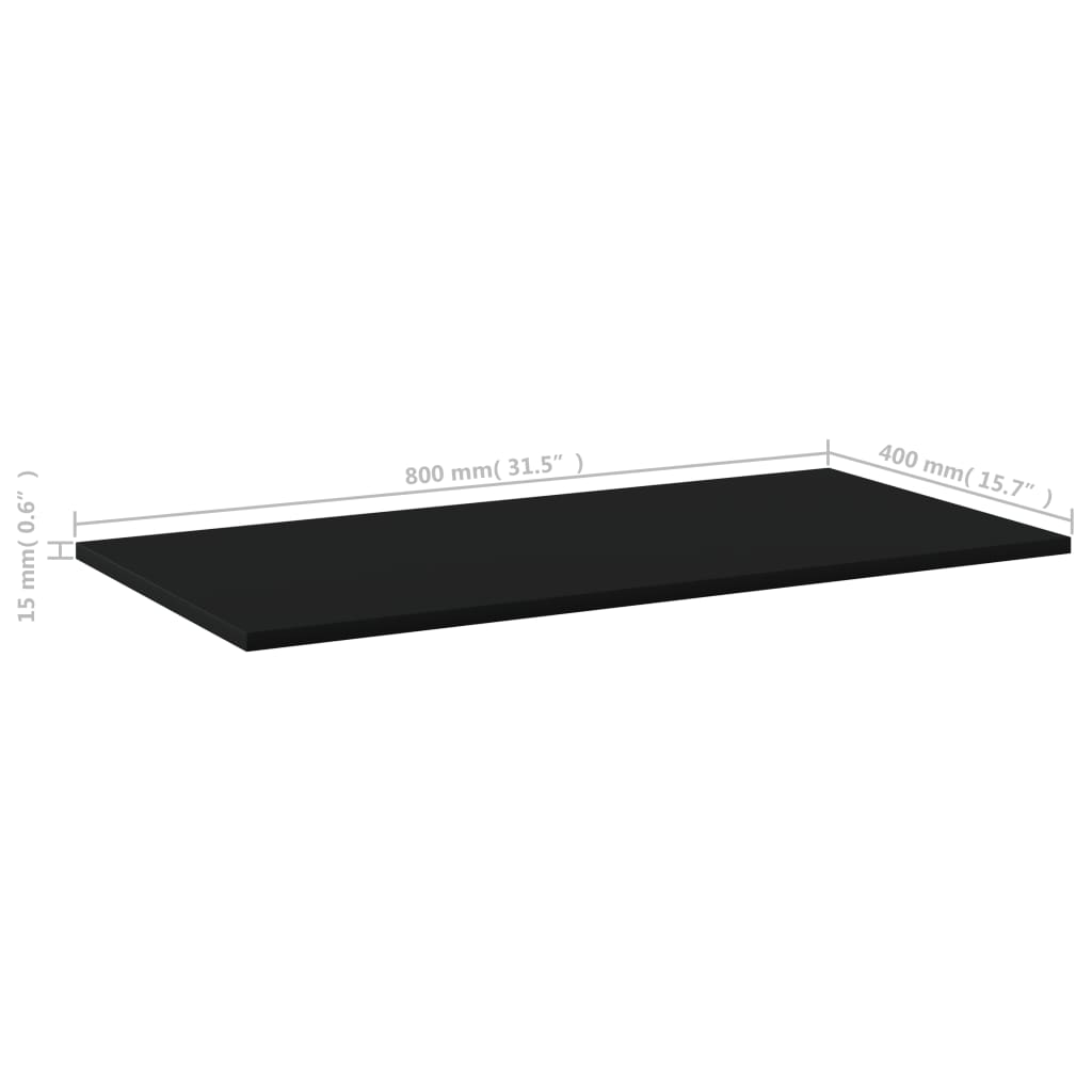 vidaXL Ripiani per Libreria 4pz Neri 80x40x1,5cm in Legno Multistrato