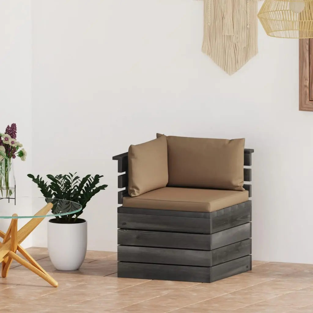 vidaXL Divano Angolare da Giardino su Pallet con Cuscini Legno di Pino VIDAXL
