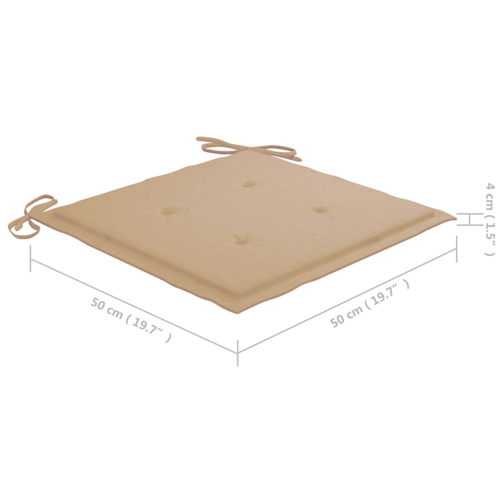 vidaXL Sedie da Giardino 2 pz con Cuscini Beige Massello di Teak