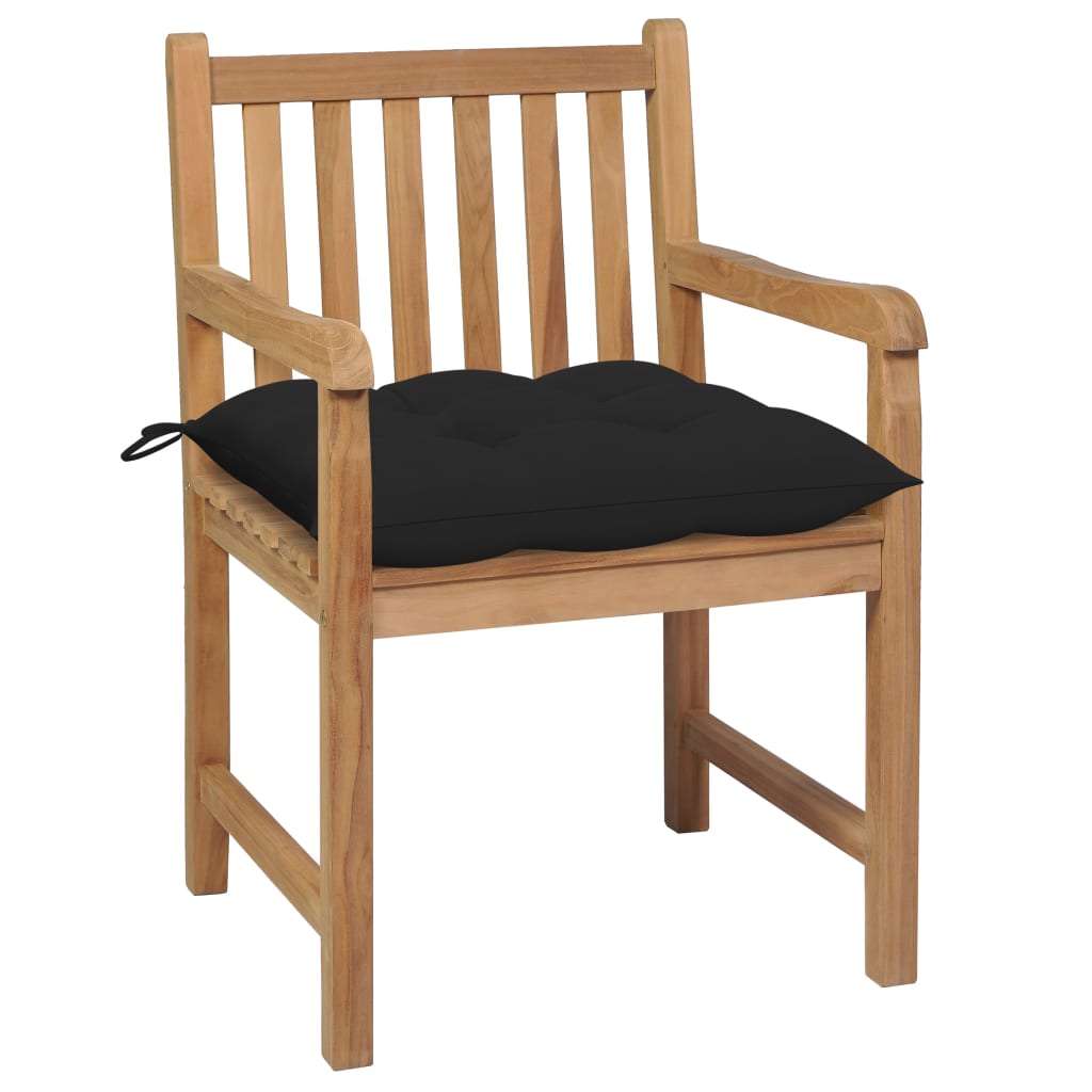 vidaXL Sedie da Giardino 2 pz con Cuscini Neri in Massello di Teak