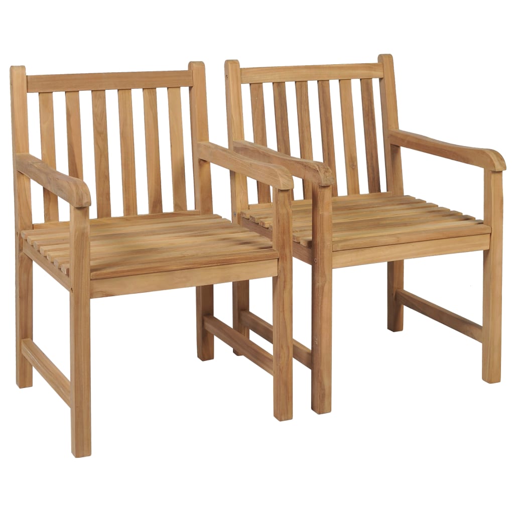 vidaXL Sedie da Giardino 2 pz con Cuscini Neri in Massello di Teak