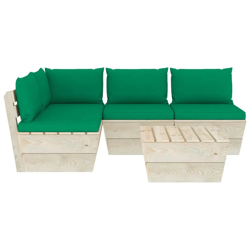 vidaXL Set Divani da Giardino su Pallet 5 pz con Cuscini Legno Abete VIDAXL