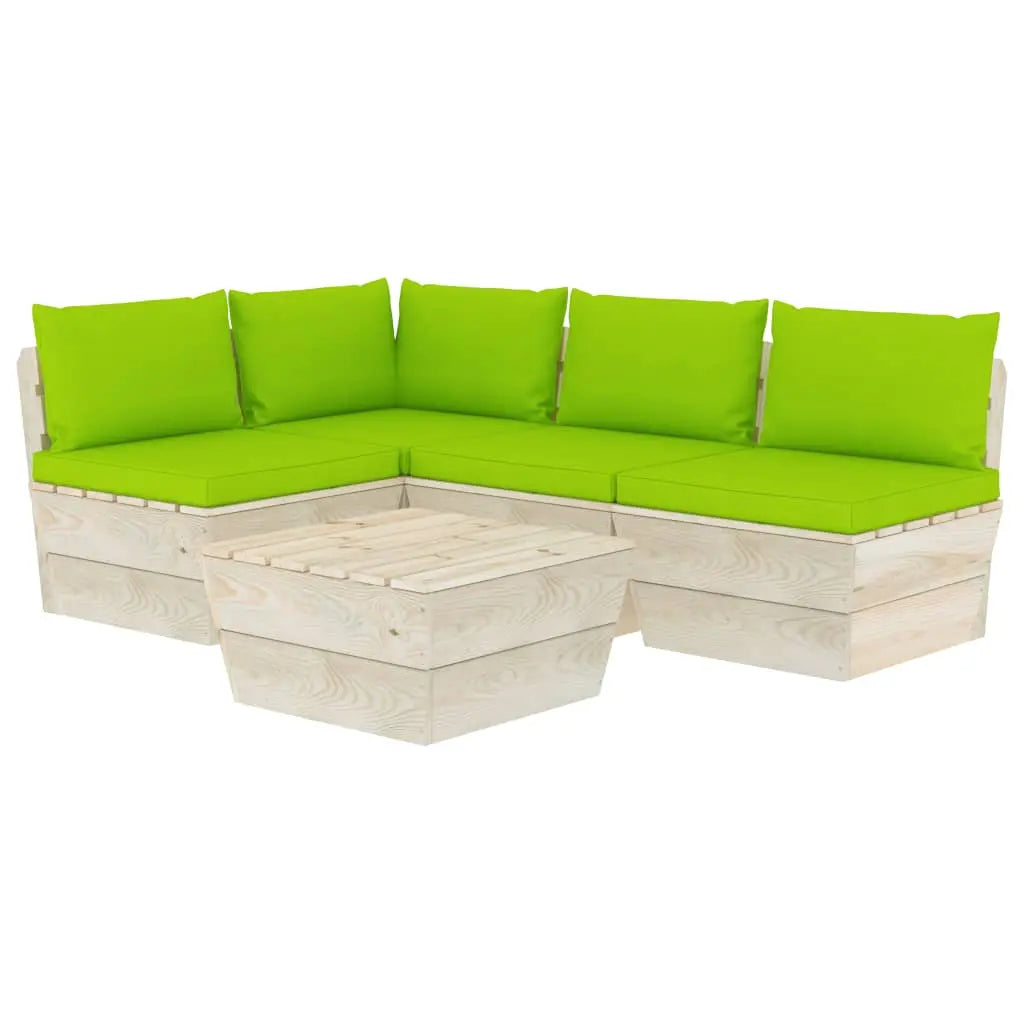 vidaXL Set Divani da Giardino su Pallet 5 pz con Cuscini Legno Abete VIDAXL
