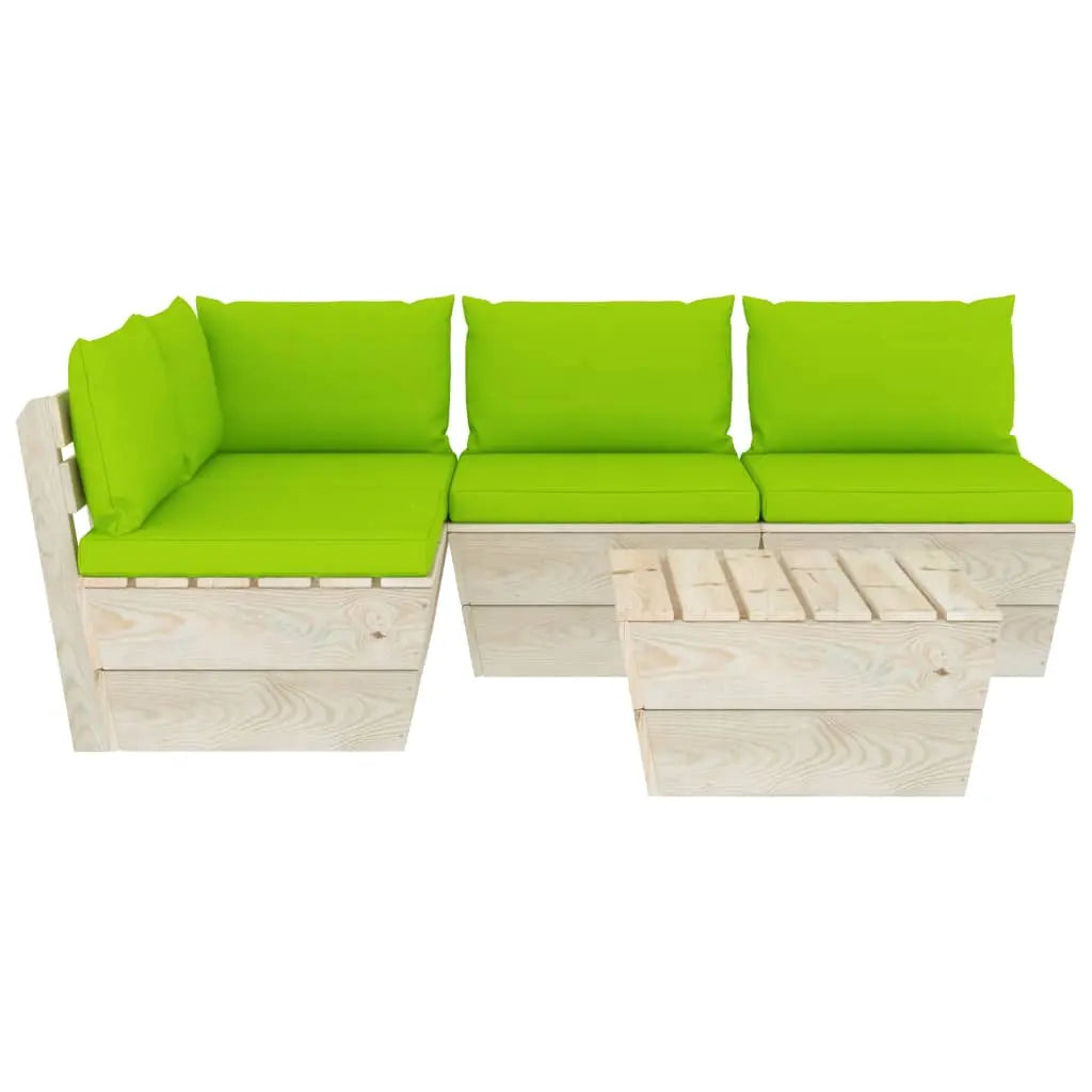 vidaXL Set Divani da Giardino su Pallet 5 pz con Cuscini Legno Abete VIDAXL