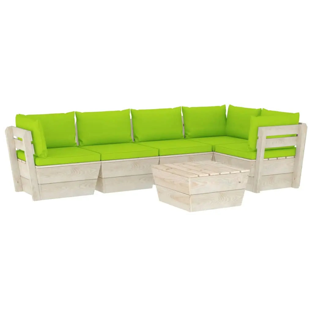 vidaXL Set Divani da Giardino su Pallet 6 pz con Cuscini Legno Abete VIDAXL