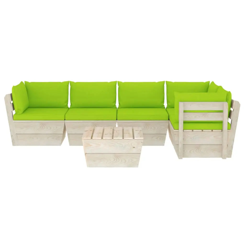 vidaXL Set Divani da Giardino su Pallet 6 pz con Cuscini Legno Abete VIDAXL
