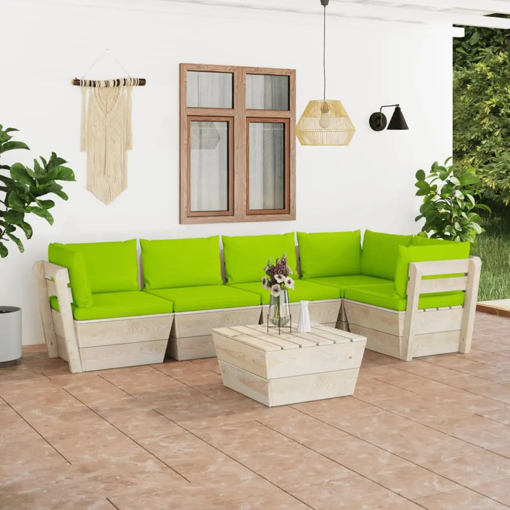 vidaXL Set Divani da Giardino su Pallet 6 pz con Cuscini Legno Abete VIDAXL