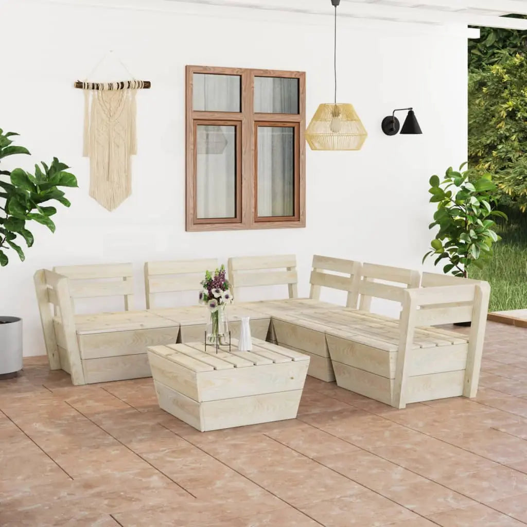 vidaXL Set Divani da Giardino su Pallet 6 pz in Legno Abete Impregnato VIDAXL