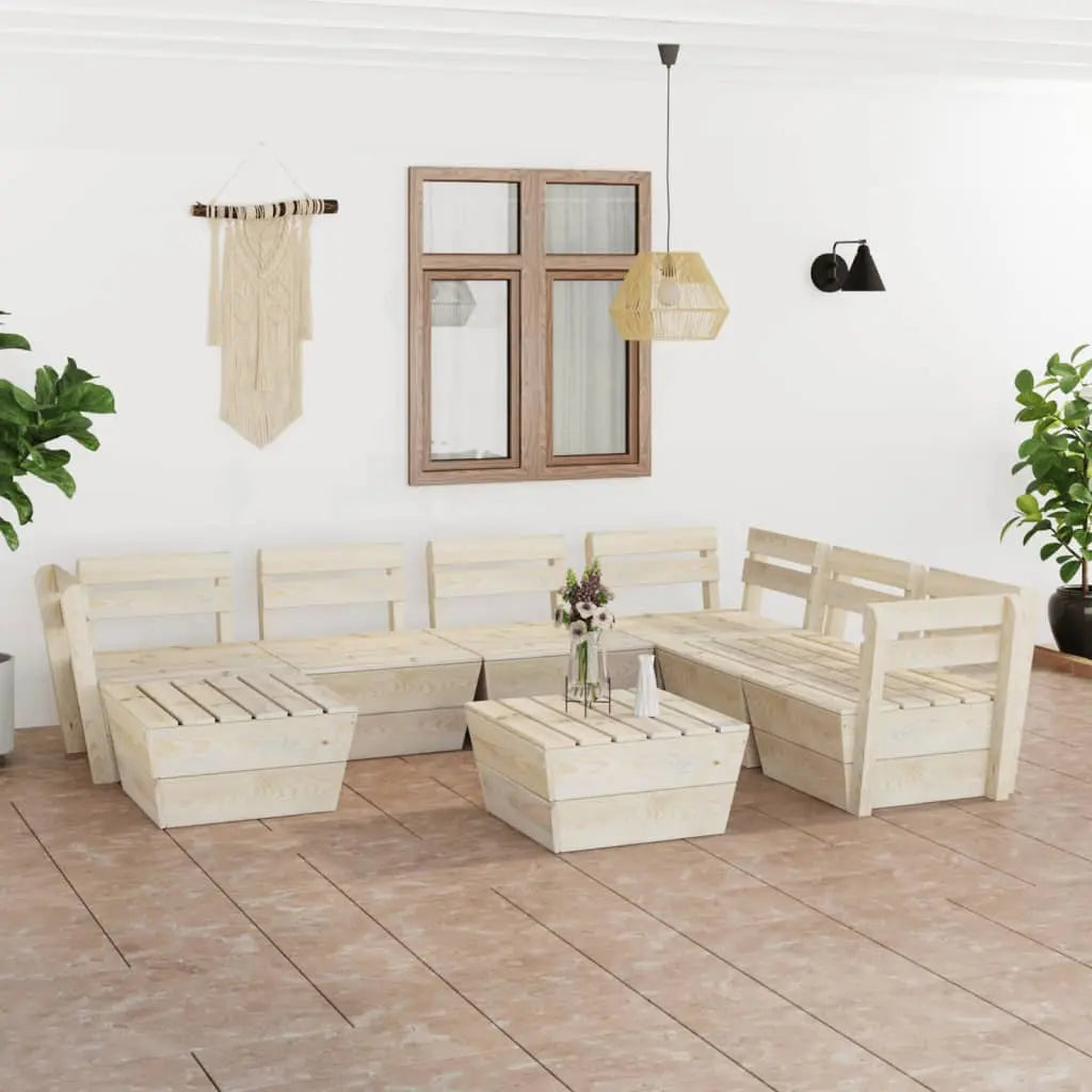 vidaXL Set Divani da Giardino su Pallet 8 pz in Legno Abete Impregnato VIDAXL