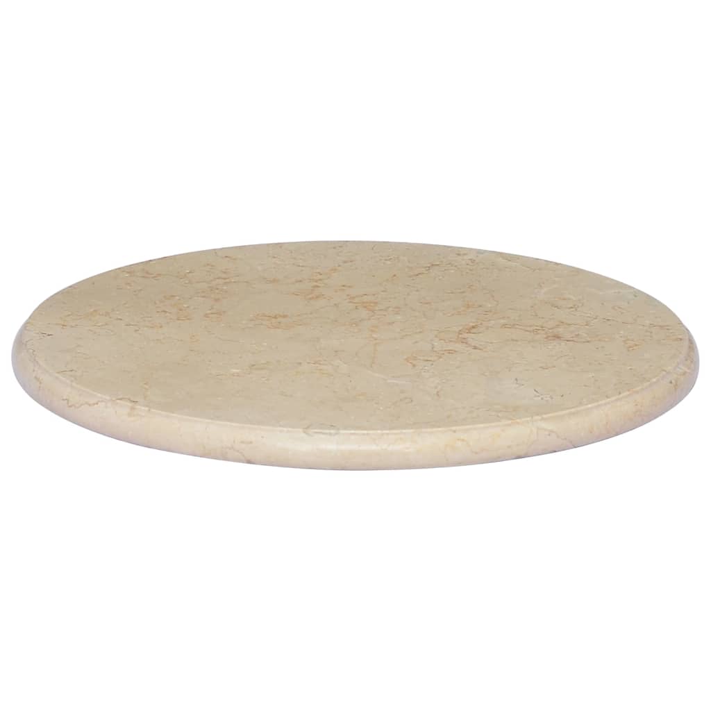 vidaXL Piano per Tavolo Crema Ø50x2,5 cm in Marmo