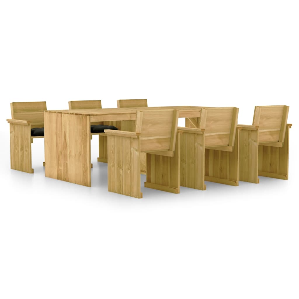 vidaXL Set da Pranzo per Giardino con Cuscini 7pz in Pino Impregnato