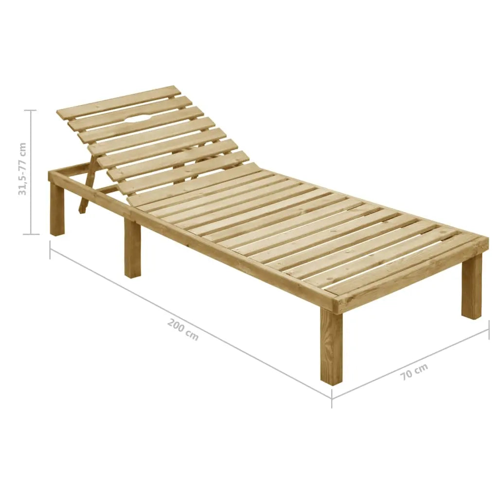vidaXL Lettino da Giardino con Cuscino Verde Chiaro in Pino Impregnato VIDAXL