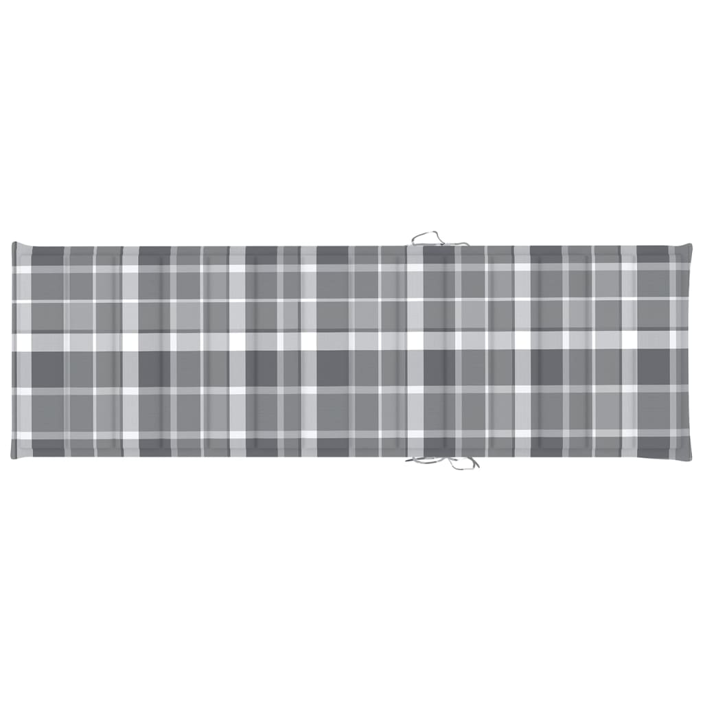vidaXL Lettino da Giardino con Cuscino Tartan Grigio Pino Impregnato