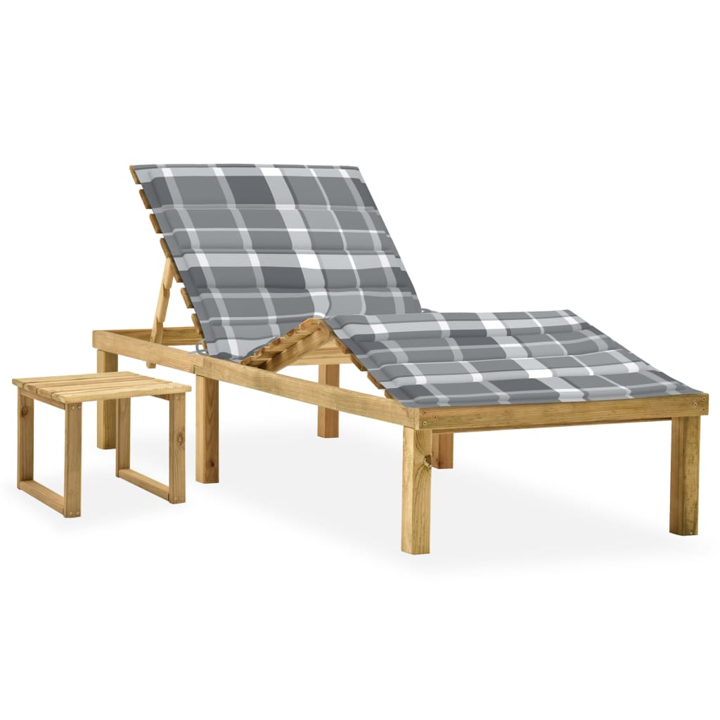 vidaXL Lettino da Giardino con Tavolino Cuscino Legno Pino Impregnato
