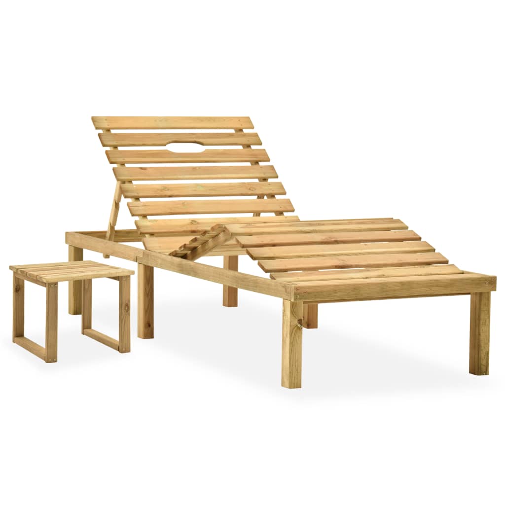 vidaXL Lettino da Giardino con Tavolino Cuscino Legno Pino Impregnato