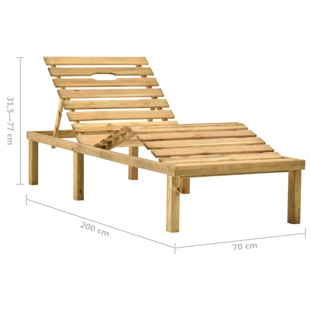 vidaXL Lettino da Giardino con Tavolino Cuscino Legno Pino Impregnato