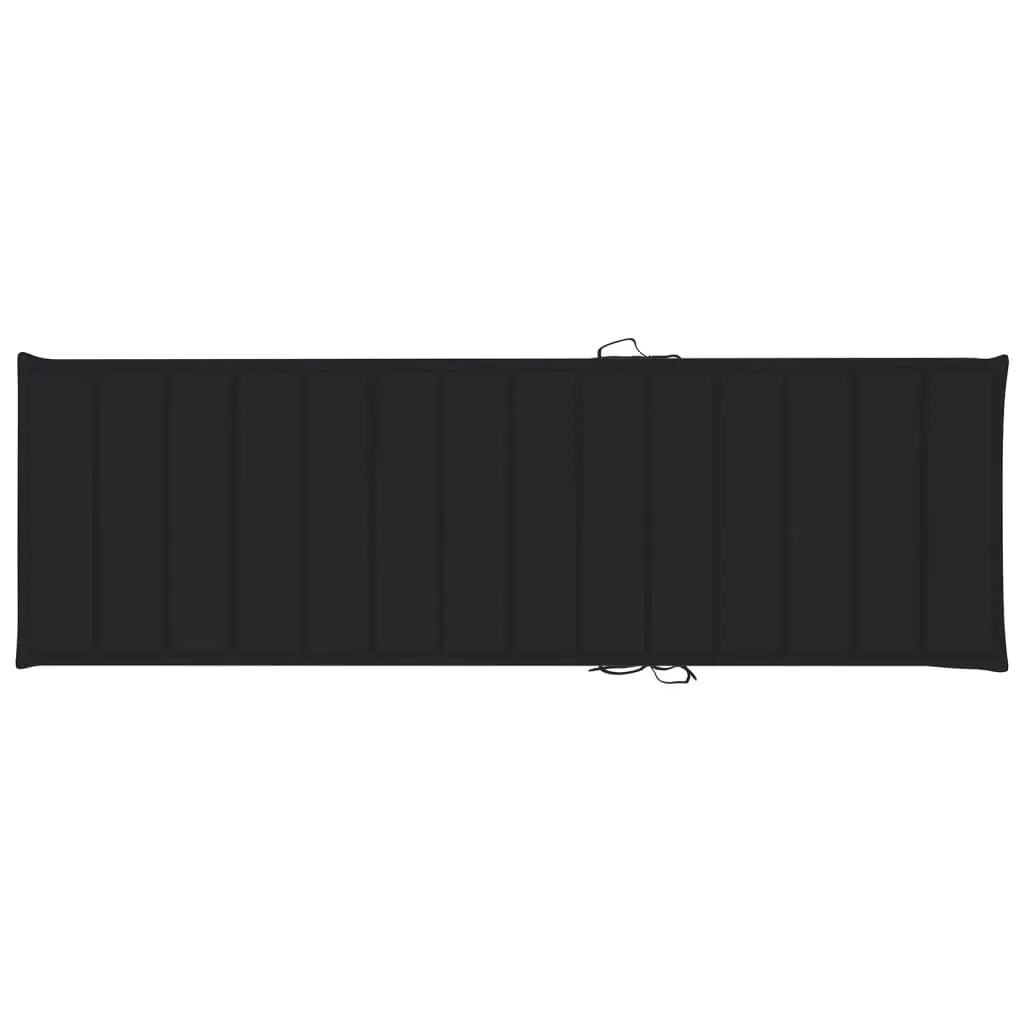 vidaXL Lettino da Giardino con Cuscino Nero Legno di Pino Impregnato VIDAXL