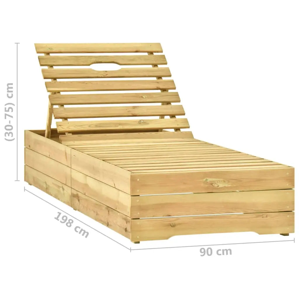 vidaXL Lettino da Giardino con Cuscino Nero Legno di Pino Impregnato VIDAXL