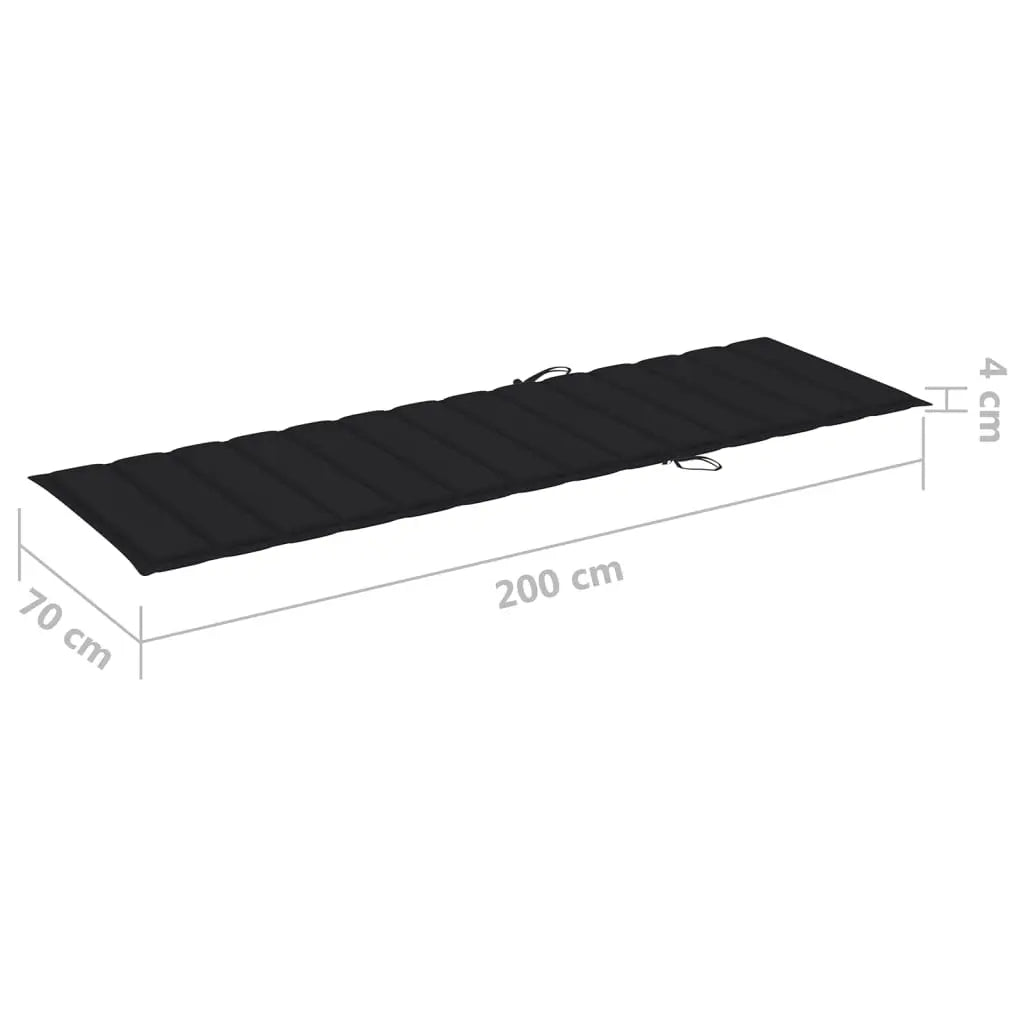 vidaXL Lettino da Giardino con Cuscino Nero Legno di Pino Impregnato VIDAXL
