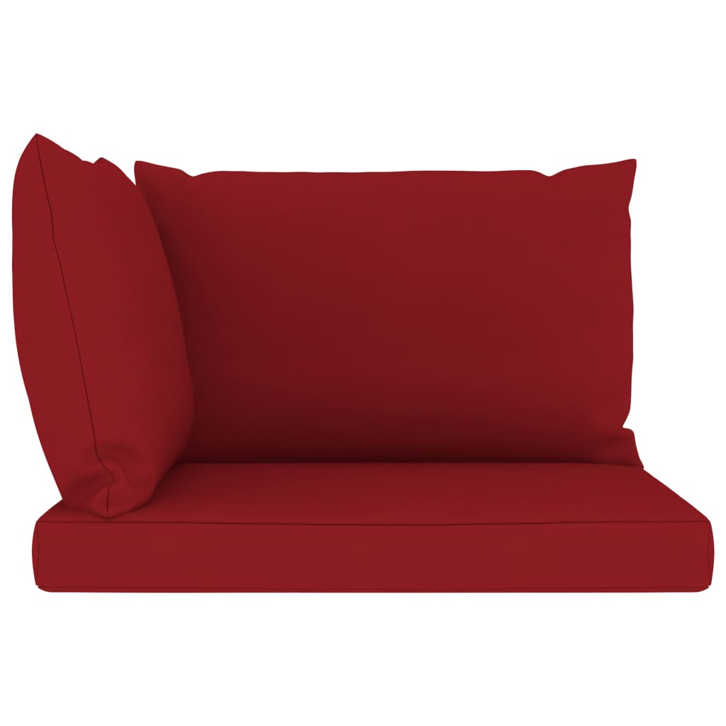 vidaXL Divano da Giardino Pallet 2 Posti Cuscini Rosso Vino Legno Pino