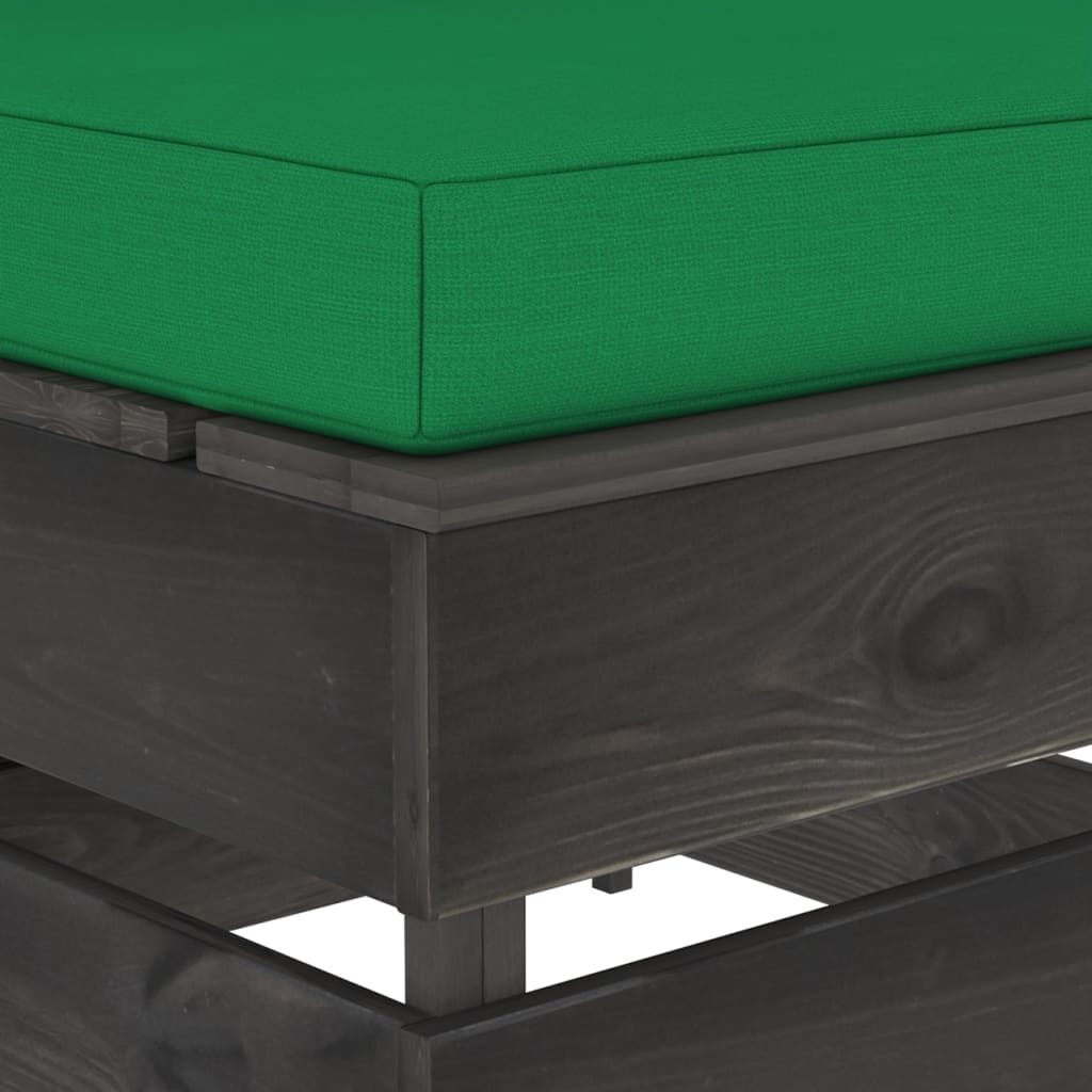 vidaXL Divano Centrale Modulare con Cuscini in Legno Impregnato Grigio