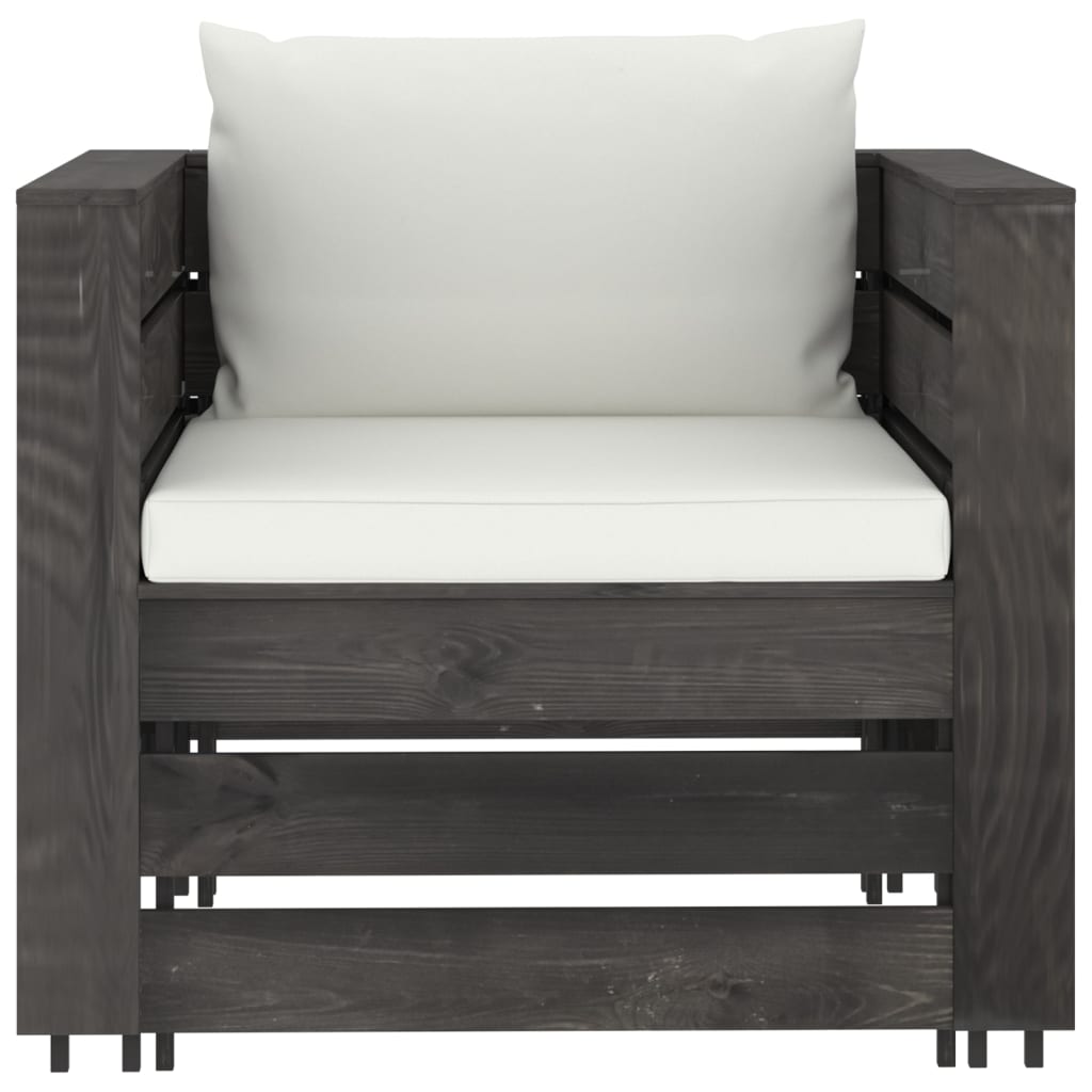 vidaXL Set Salotto da Giardino 2pz con Cuscini Legno Impregnato Grigio