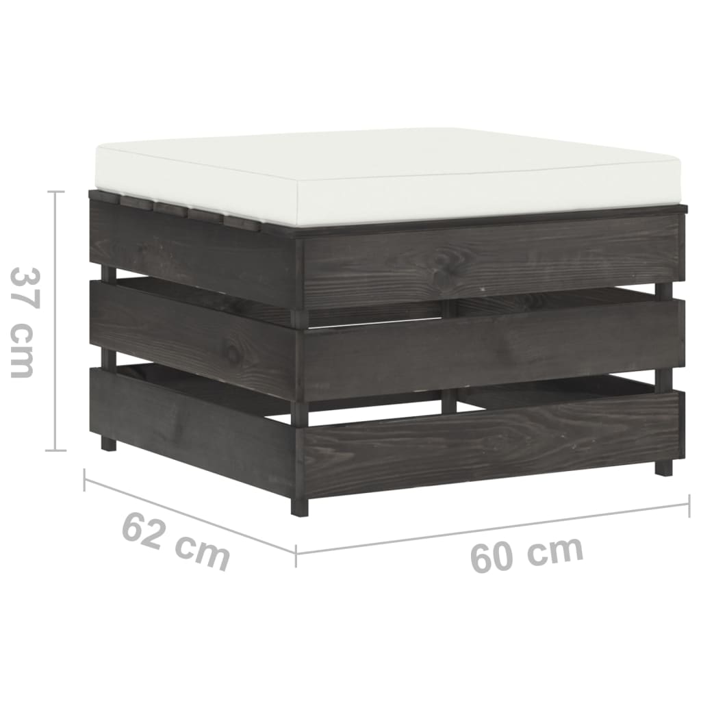 vidaXL Set Salotto da Giardino 2pz con Cuscini Legno Impregnato Grigio
