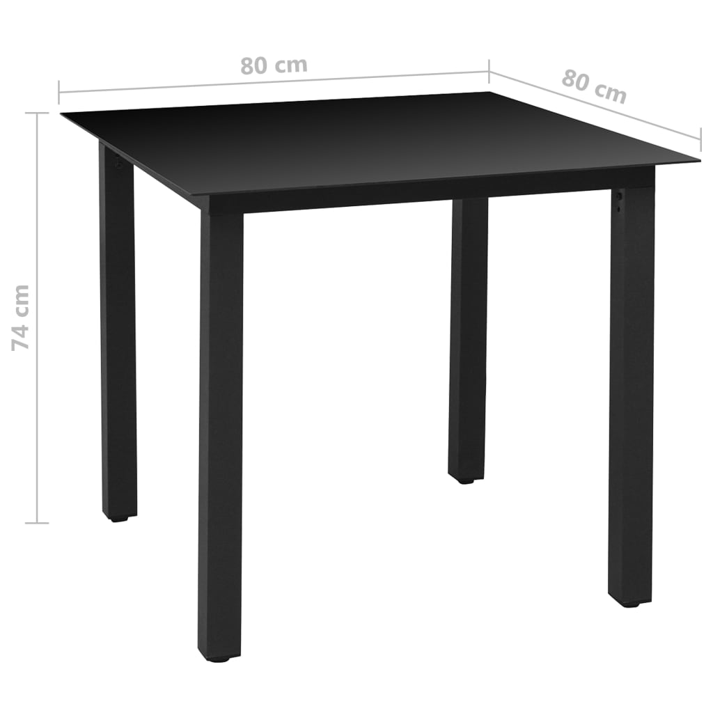 vidaXL Set Mobili da Pranzo per Giardino 5 pz in Alluminio Nero