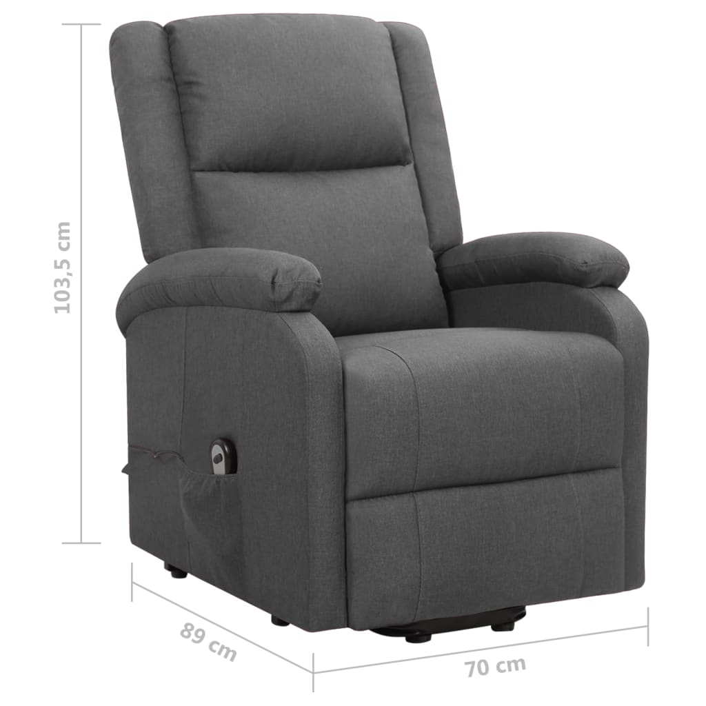 vidaXL Poltrona Alzapersona in Tessuto Grigio Scuro