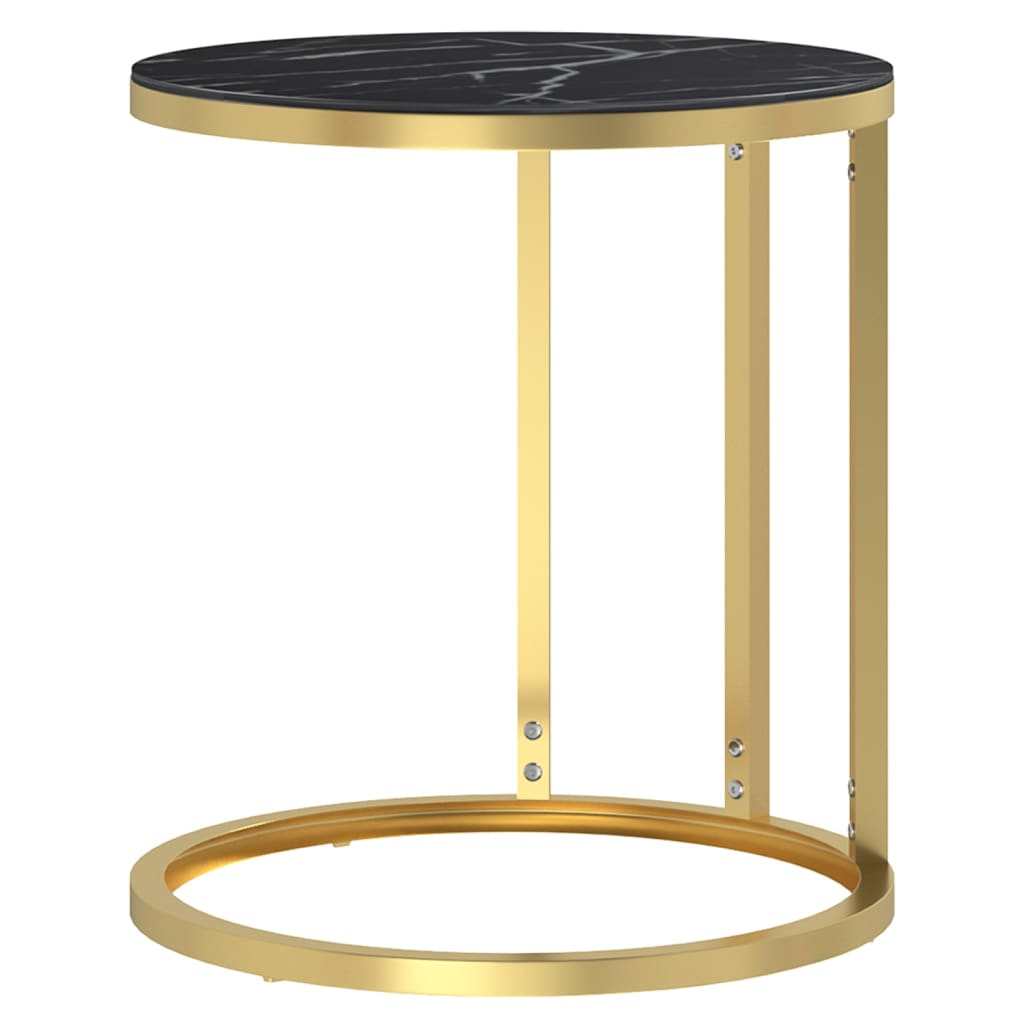 vidaXL Tavolino Oro e Marmo Nero 45 cm in Vetro Temperato