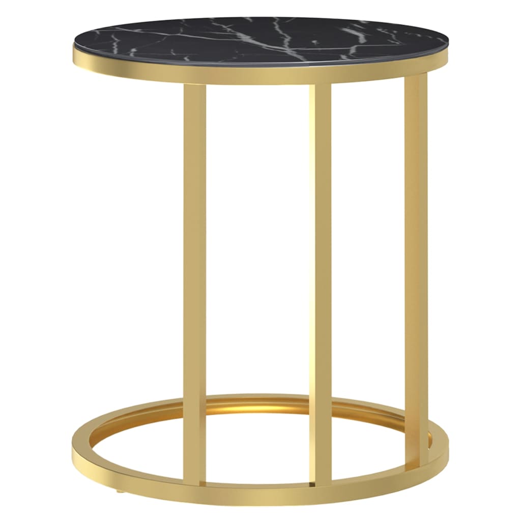 vidaXL Tavolino Oro e Marmo Nero 45 cm in Vetro Temperato